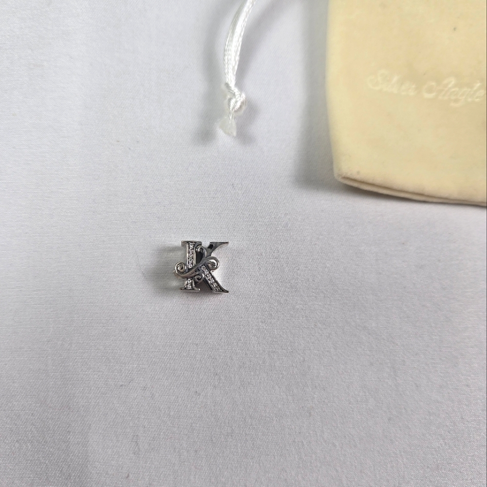 NWT Cubic Zirconia & Sterling Silver "K" Bead Charm